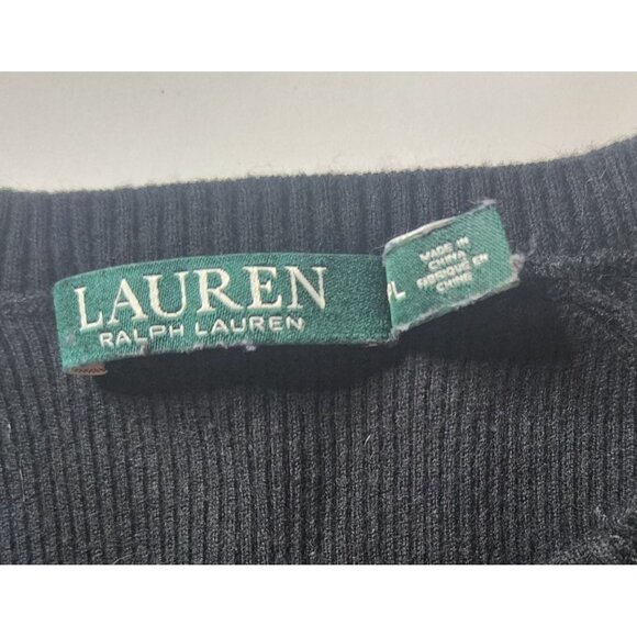 Womens Striped sweater Lauren Ralph Lauren Buttons Size PL winter blue black - Picture 3 of 9